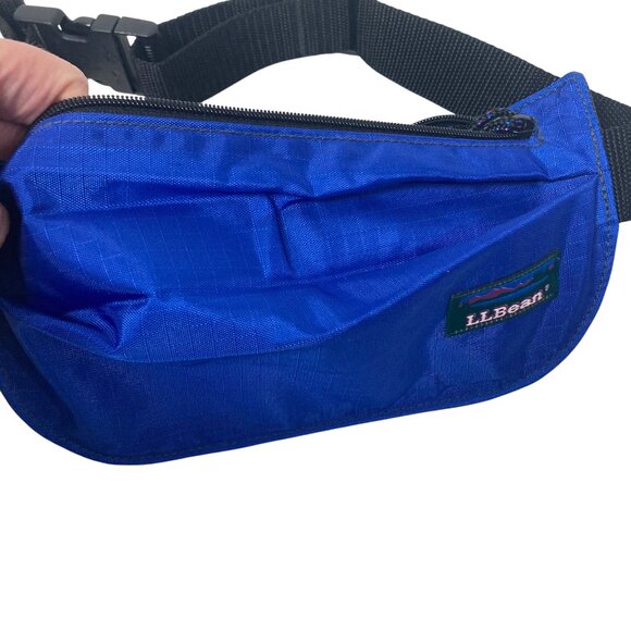 Vintage LL Bean Blue Nylon Fanny Pack Bum Bag Adjustable Strap Zippered Pocket - Picture 5 of 8
